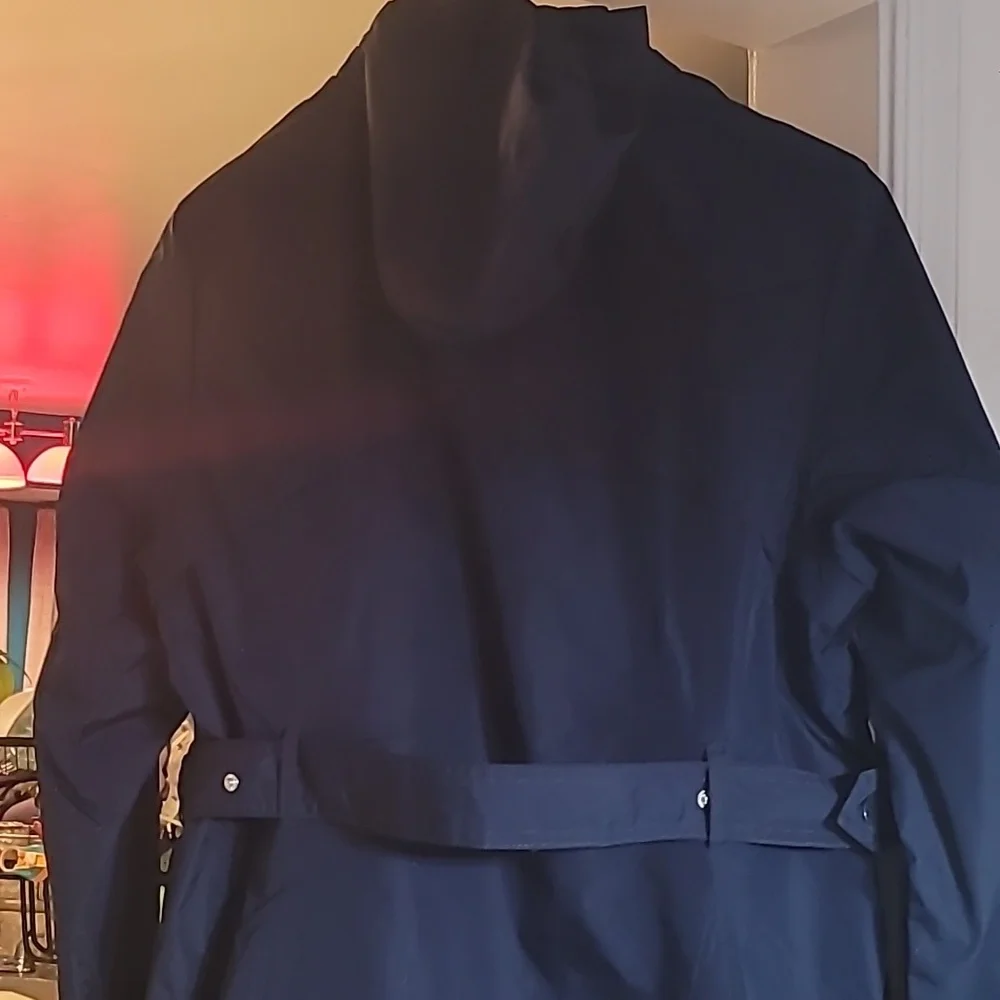 NWT INTL d.e.t.a.i.l.s Jacket Women's Rain Coat Hood Navy Peacoat Size XL - Picture 4 of 6